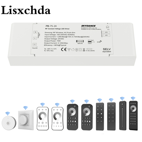 Controlador de voltaje constante con controlador de Control remoto RF 2,4G, regulador de intensidad LED regulable DC12V 24V 75W para luz led de un solo color ► Foto 1/6