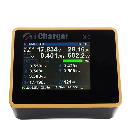 Cargador balanceador de batería inteligente iCharger X6, 800W, 30A, DC, pantalla LCD ► Foto 1/6