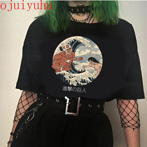 Nueva Harajuku ataque en Titán Shingeki No Kyojin genial japonés Camiseta Anime hombres camiseta Manga gráfico T camisa hombre mujer 90s ► Foto 1/6