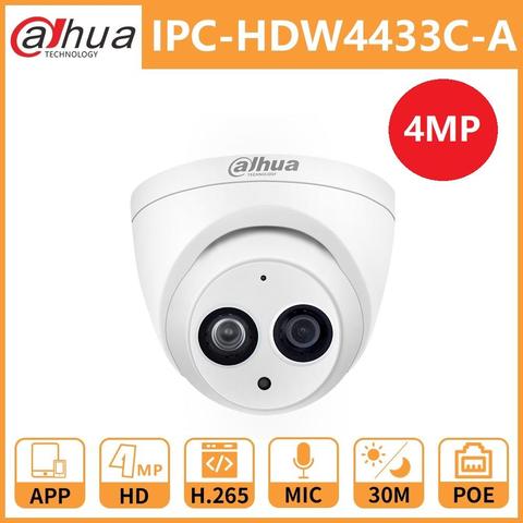 Dahua-cámara IP IPC-HDW4433C-A de 4MP HD PoE IR 30M, visión nocturna, luz de estrellas, minicámara domo de seguridad con micrófono incorporado, cámaras de red ► Foto 1/6