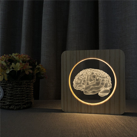 Cerebro Humano forma 3D LED acrílico lámpara de mesa para de noche luz interruptor de Control de lámpara tallada para habitación de niños decorar Dropshipping. Exclusivo. ► Foto 1/6