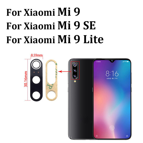 Cristal de cámara para Xiaomi Mi 9 Lite Mi9 Se Mi10 11 10T Pro Note 10 Lite Poco X3 9C, lente de cristal de cámara trasera con adhesivo, 2 uds. ► Foto 1/6