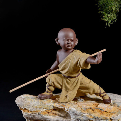 Escultura de monje pequeño, estatua de cerámica para decoración del hogar, artesanía, juego de té de estilo chino, estatua de Buda, el mejor regalo, entrega gratis ► Foto 1/6