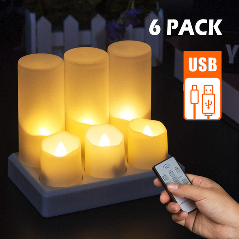 Velas Led recargables para decoración de Navidad, luces de decoración de Festival para el hogar, Control remoto, sin llama ► Foto 1/6