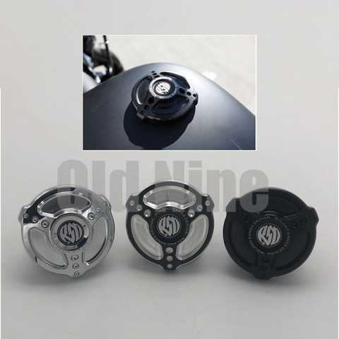 Tapa de tanque de combustible RSD para motocicleta Harley Sportster, nueva carcasa de aluminio CNC, color negro, compatible con XL883, XL1200, 48, Dyna Touring Softail ► Foto 1/5