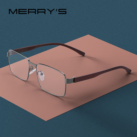 MERRYS diseño Hombres estilo cuadrado marcos para gafas hombre miopía anteojos recetados TR90 Marco de titanio con patillas de aleación S2105 ► Foto 1/6
