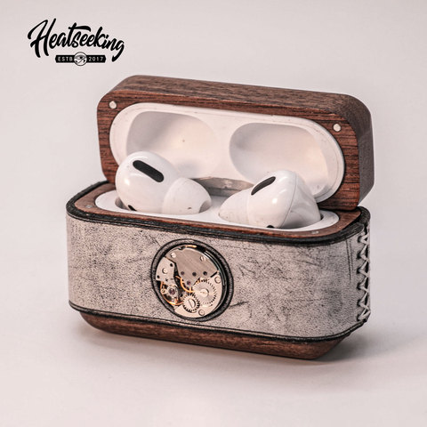 Heatseeking-funda de madera auténtica para auriculares, funda protectora de cuero para Apple Airpods 1 2 ► Foto 1/6