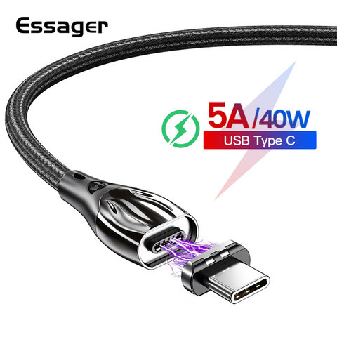 Cable USB tipo C magnético esmager 5A para Huawei Mate 30 20 P30 P20 Pro Lite USB-C con imán de carga rápida Cable de datos tipo c ► Foto 1/6