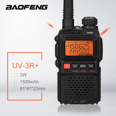 De Baofeng UV-3R + Plus + Mini Walkie Talkie Radio UHF VHF portatil de Radio de dos vías Comunicador uv3r jamón transceptor de radio FM de Radio de jamón ► Foto 1/5
