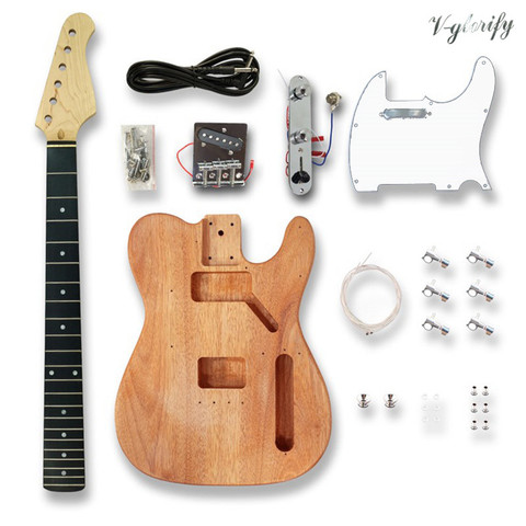 Kit de cuerpo de guitarra eléctrica TL, con todos los accesorios, cuerpo de madera okoume, cuello ST, proyecto sin terminar, piezas de guitarra DIY ► Foto 1/3