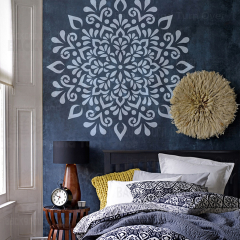 Plantillas para muebles de pared, plantilla de pintura reutilizable, grande, gigante, Mandala, indio, árabe, étnico, redondo, 70cm-110cm, S064 ► Foto 1/6