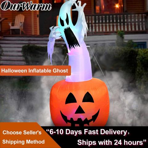 OurWarm-decoraciones de Halloween de 180cm, calabaza fantasma inflable para exteriores, accesorios de Terror, juguete inflable, suministros para casa encantada ► Foto 1/6