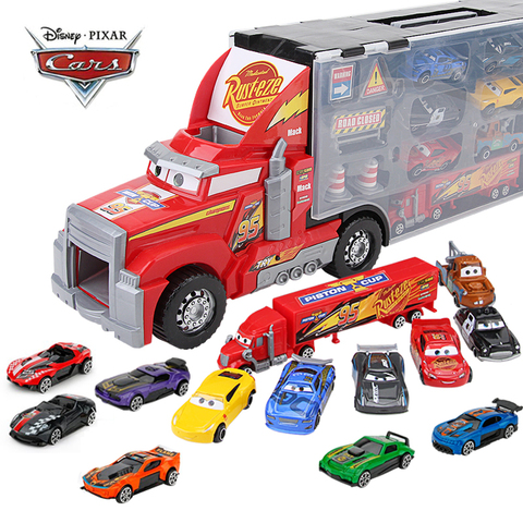 Set de coches de juguete de Disney Pixar Cars 3 Mack, tío Truck, Rayo McQueen, Jackson Storm 1:55, juguete de coche fundido a presión, 14 unidades ► Foto 1/6