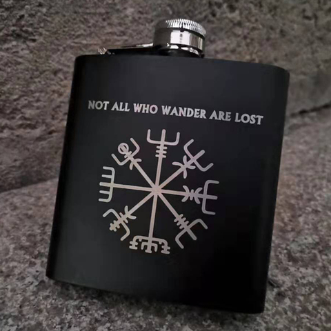 Botella portátil de bolsillo sin vaporizador, 6oz, inspirado en Vegvisir vikingo para vino/Alcohol ► Foto 1/6