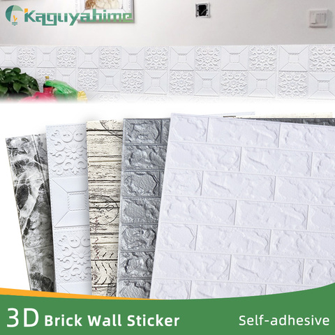 Papel pintado Kaguyahime 3D ladrillo DIY impermeable autoadhesivo decoración azulejo papel tapiz para sala de estar de niños sala de estar 3D pegatina de pared de ladrillo ► Foto 1/6