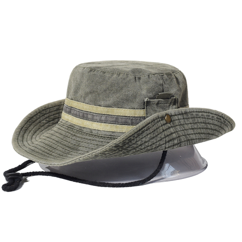 Sombrero Boonie de algodón para hombre y mujer, gorra de cubo de ala ancha para pesca, senderismo, exteriores, Safari, Verano ► Foto 1/6