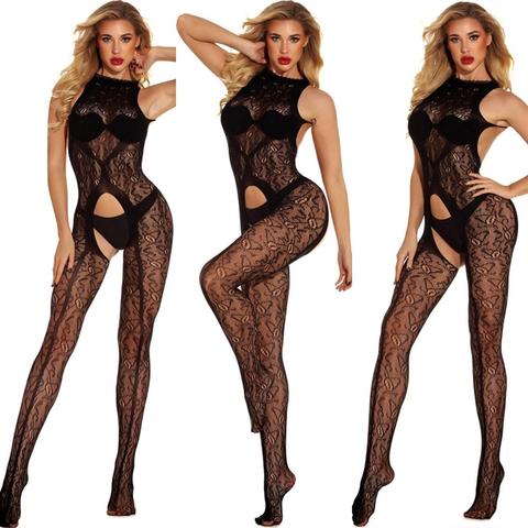 Ropa de lencería sexy para mujer, body sin entrepierna negro para mujer, trajes de talla grande, lingere, pelador, Ropa de baile exótica ► Foto 1/6