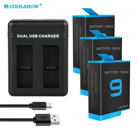 Para GoPro héroe 9 negro 1800mAh Li-Ion AHDBT-901 Batteria Cámara accesorios/para ir pro Hero 9 cargador de batería ► Foto 1/6