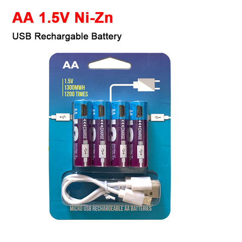 Ni-zn-batería recargable por USB, 1,5 V, 1300 mWh, níquel-zinc, para juguete eléctrico, mando a distancia, mous ► Foto 1/6