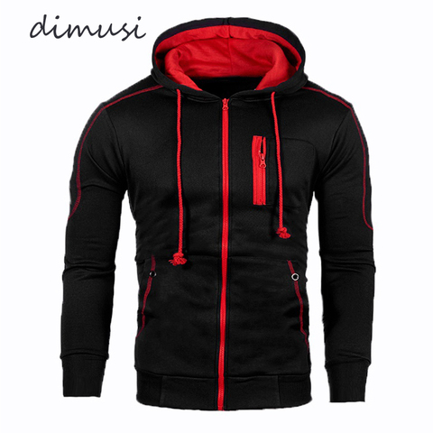 DIMUSI-Sudadera con capucha para hombre, prendas de vestir de moda, abrigo ajustado, Hip-Hop, cremallera, ropa deportiva, chándal ► Foto 1/6