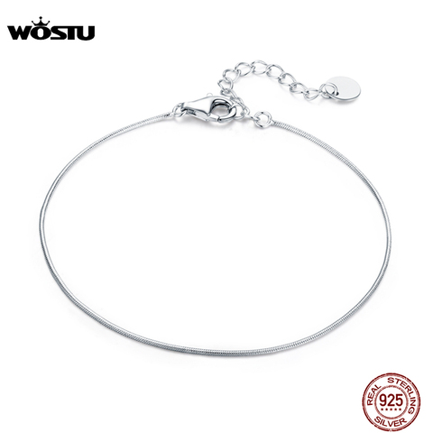 WOSTU-pulsera Plata de Ley 925 auténtica de hueso de serpiente para mujer, brazalete delicado, joyería fina de moda para boda CQB153, 100% ► Foto 1/6