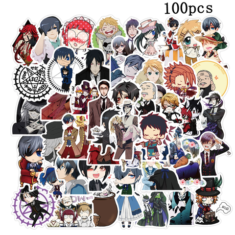 Unids/set de pegatinas de Anime Black Butler para guitarra, juguete artesanal, bicicleta, coche, monopatín, Snowboard, portátil, equipaje, 100 ► Foto 1/6