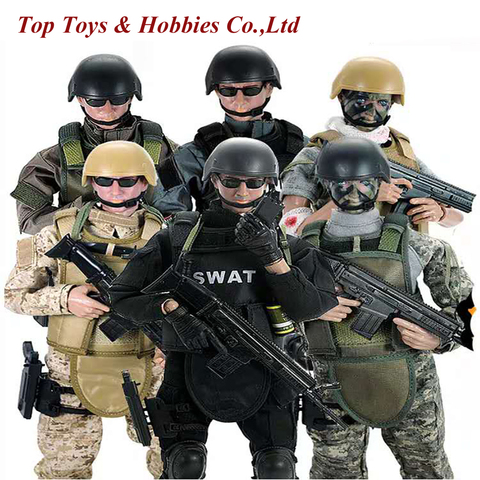 Figura de acción del ejército SWAT, Set completo de muñecos 1/6, soldado militar, uniforme, juguete militar, conjunto de soldados, figura militar con caja ► Foto 1/6