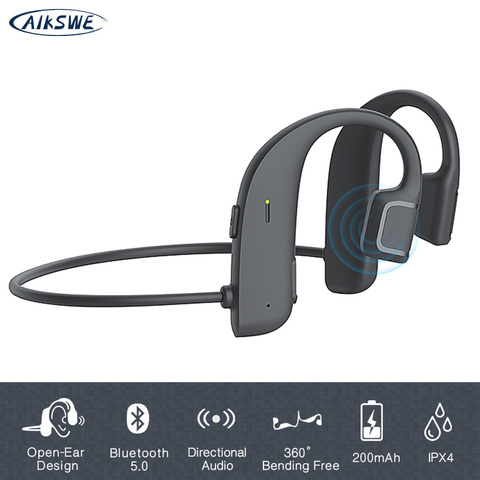 AIKSWE Bluetooth-oído inalámbrico de deporte auriculares IPX4 sonido envolvente auriculares estéreo manos libres con micrófono para correr ► Foto 1/6