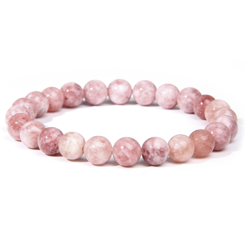 Pulsera de Yoga de 8mm con cuentas de piedra Natural rosa, joyería hecha a mano ► Foto 1/6