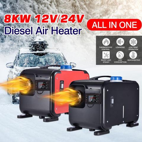 Calentador de aire Coche diésel de 8KW y 12V/24V con un orificio para coche, calefactor para camiones, AUTOCARAVANAS, BARCOS y autobuses con Control remoto LCD/botón, todo en uno ► Foto 1/6