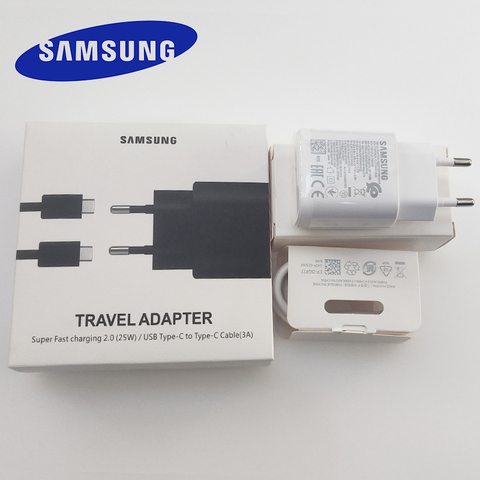 Cargador Samsung note 10 25W UE adaptador de corriente de carga súper rápida para Samsung Galaxy note 10 Plus 5G A90 A80 A70 A60 S10 S9 S8 ► Foto 1/6