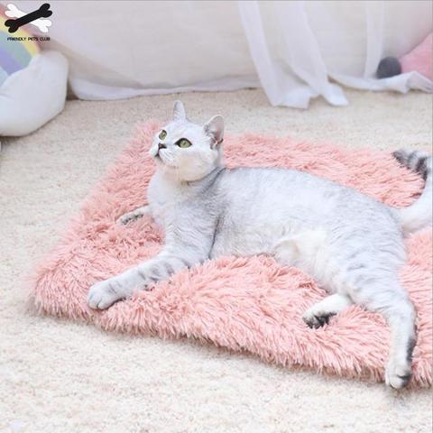 Alfombrilla de lana suave para cama de perro, cojín rectangular para mascotas, casa cálida para cachorro y gato, manta para dormir, perrera para invierno, Gato ► Foto 1/6