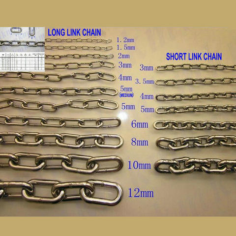HQ LC01-Cadena de eslabones de acero inoxidable 304/316, 2-10MM de diámetro, cadena de elevación corta, cadena de unión soldada industrial ► Foto 1/6