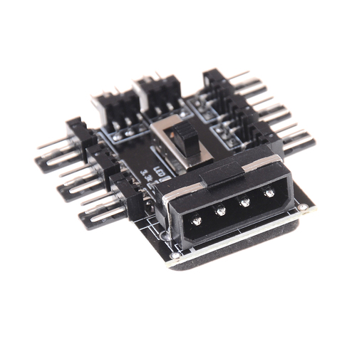 IDE Molex divisor multiforma, 1 a 8, Hub de ventilador de refrigeración, 3 pines, 12V, adaptador de toma de corriente, PCB, 2 niveles, Control de velocidad, ordenador PC ► Foto 1/6