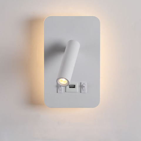 Lámpara LED de lectura para pared con carga USB para el teléfono estudio creativo/lámpara de noche para dormitorio con lámpara de pared giratoria intercambiable ► Foto 1/6