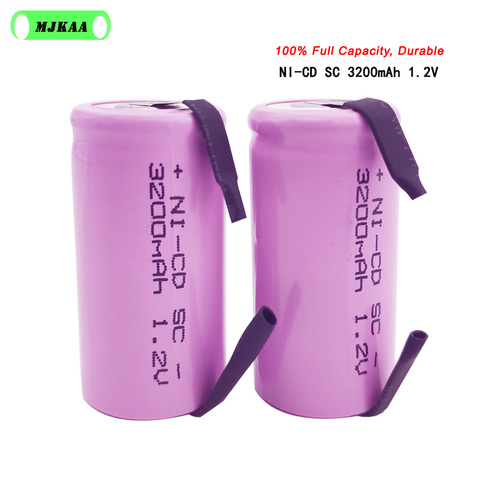 8 Uds SC 1,2 V 3200MAH batería recargable 4/5 SC Sub C celda ni-cd con pestañas de soldadura para destornillador eléctrico ► Foto 1/5