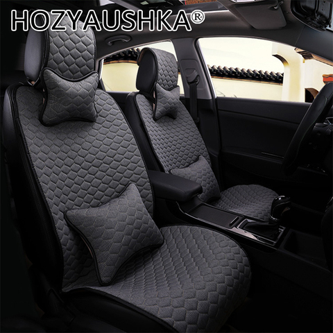 5 kits de funda de asiento de coche de lino de invierno cojín especial nuevo cuatro estaciones universal de tela de dibujos animados de coche lleno de cubierta de asiento ► Foto 1/6