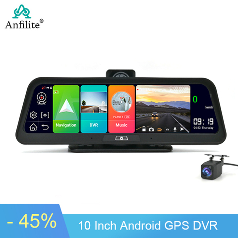 Anfilite-Cámara de salpicadero DVR para coche, grabadora de vídeo de coche con doble lente, visión nocturna, Android 1080, 10 pulgadas, 4G, GPS, FHD, 8,1 P ► Foto 1/6