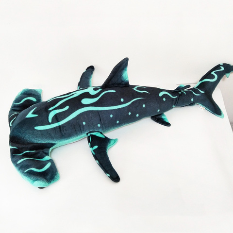Muñeco de tiburón martillo de simulación de dibujos animados para niños, juguete de peluche, regalo de Navidad, almohada con tiburón, pez de mar ► Foto 1/6