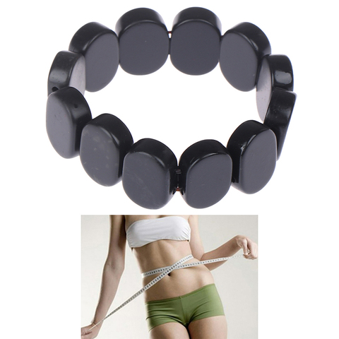 Pulsera de Jade negro Bianshi Natural para el cuidado de la salud corporal, hecha de piedra de aguja de Jade negro, herramienta de masaje, beneficios, varios estilos ► Foto 1/6