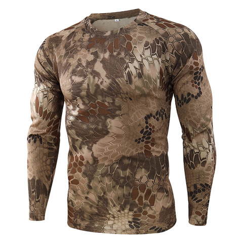 Camiseta de camuflaje militar táctico para hombre, camiseta transpirable de secado rápido, prendas de vestir de manga larga para combate del Ejército de los EE. UU. ► Foto 1/6