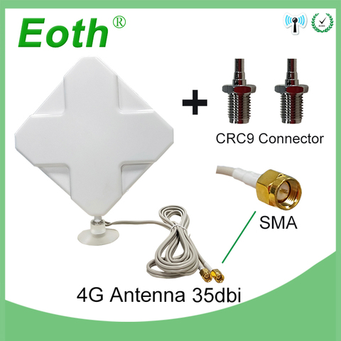 Eoth-antena SMA macho 3G 4G LTE, Cable de 2m, conector 35dBi 2 x SMA para enrutador de módem 4G + adaptador SMA hembra a conector macho CRC9 ► Foto 1/6