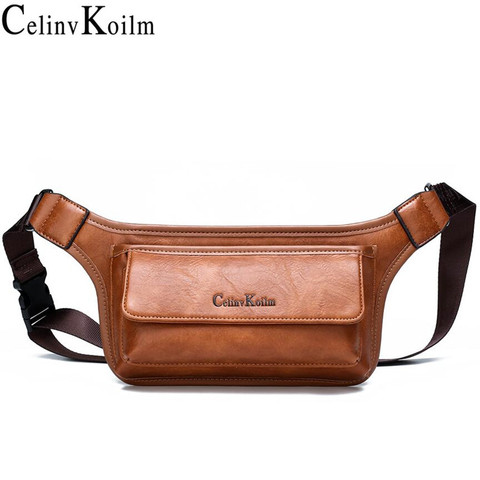 Celinv Koilm hombres cintura bolsa paquete Casual funcional riñonera para teléfono hombre Unisex bandolera con correa para cinturón de cuero pecho bolsa de ► Foto 1/6