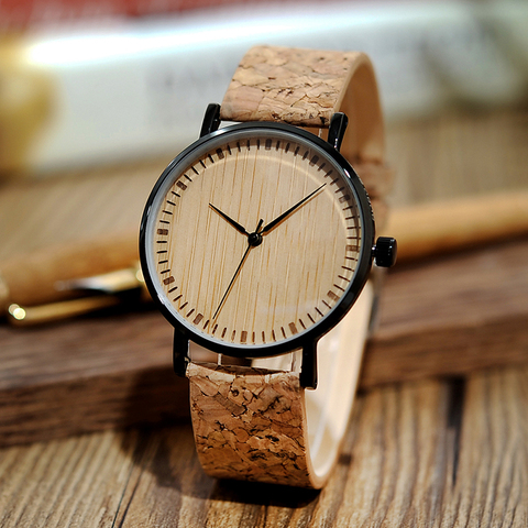 Bobo Bird-reloj de madera con correa de corcho para hombre, cronógrafo ultradelgado, de pulsera ► Foto 1/6