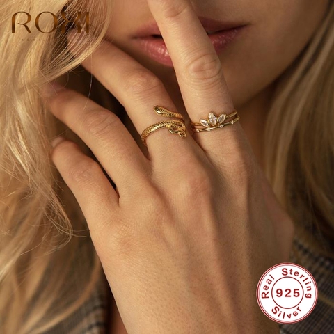 ROXI Sexy serpiente giro mujeres anillos abiertos para las mujeres las niñas Vintage joyería de plata de ley 925 Anillo para el dedo boda anillo ► Foto 1/6