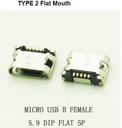 10 unids/lote 5Pin 5,9mm USB Micro 5pin DIP conector hembra para teléfono móvil Mini USB jack PCB de soldadura hembra boca plana ► Foto 1/2