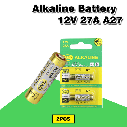 Alarma A27 de 12V, 27A, pilas alcalinas secas remotas, 27MN, alta capacidad, coche, juguetes remotos, calculadora, timbre, 2 uds. ► Foto 1/6