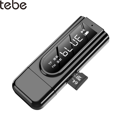 Tebe-transmisor receptor Bluetooth 5,0 con tarjeta TF, adaptador de Audio inalámbrico 2 en 1, 3,5mm, Aux, FM, Dongle USB para PC y auriculares ► Foto 1/6