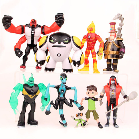 9 unids/set Ben10 Anime de dibujos animados brillante muñeca la tierra defensor de menores Hacker de PVC modelo de figuras de acción de juguete de felpa ► Foto 1/5