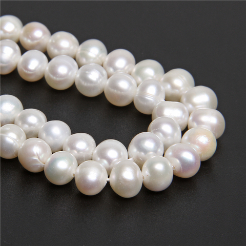 Cuentas de perlas blancas de agua dulce naturales, cuentas barrocas redondas de patatas, perlas de 6-11mm para la fabricación de joyas, pulsera DIY, collar de 14,5 ''hebra ► Foto 1/6